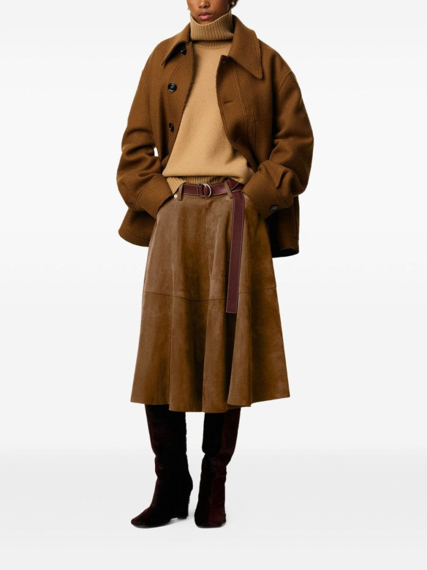 Ami Pleated Suede Skirt