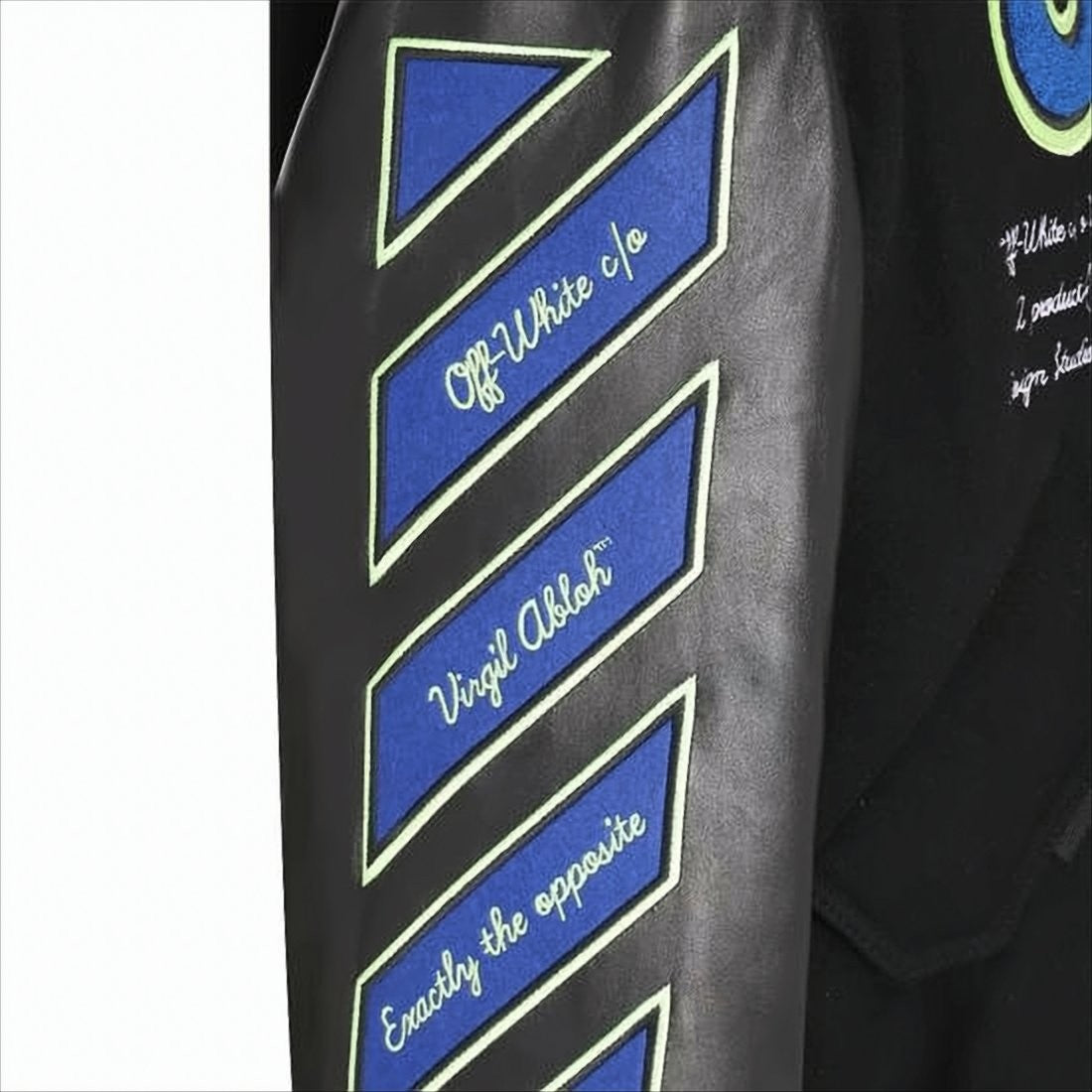 Off-White Varsity-Style Bomber Jacket With Leather Sleeves