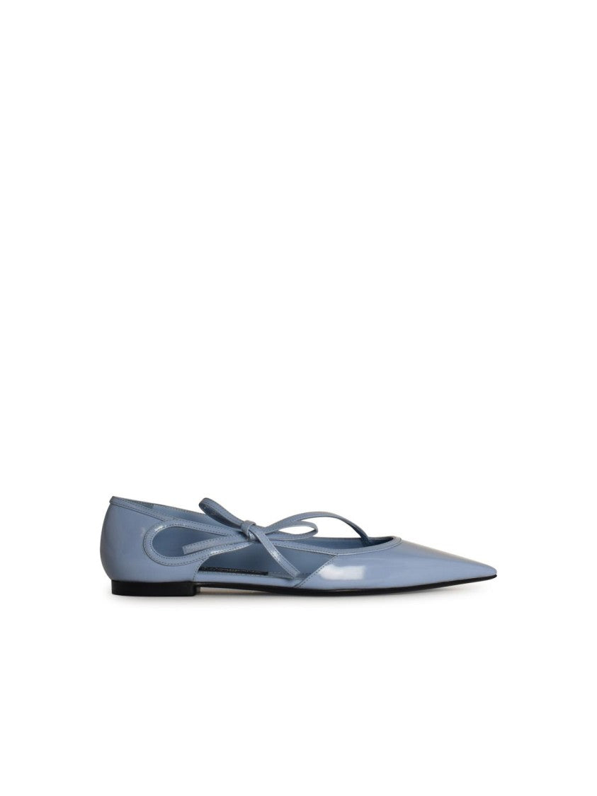 Dolce & Gabbana Light Blue Leather Ballet Flats