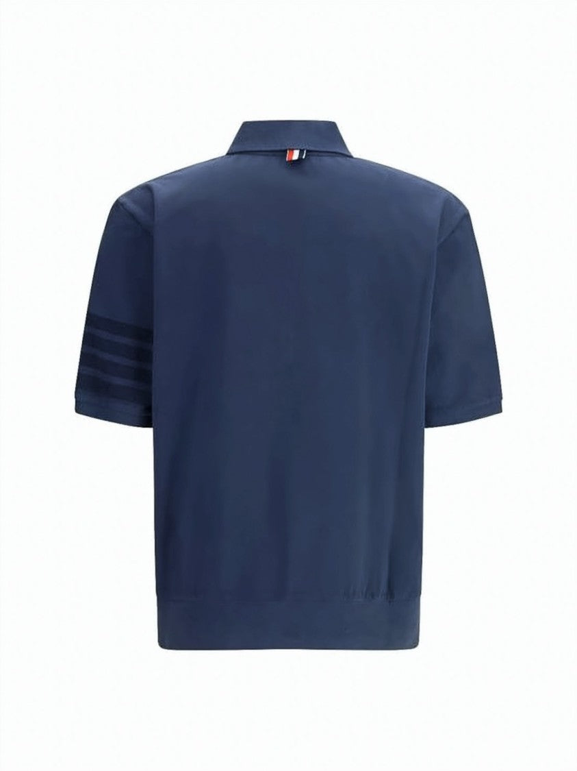Thom Browne Blue Garment-Overdyed Jersey Polo Shirt