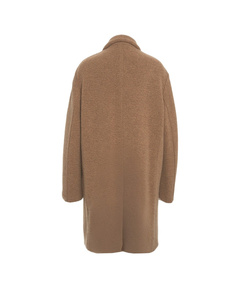 Harris Wharf London Mid-Length Relaxed Fit Wool-Blend Coat With Classic Collar