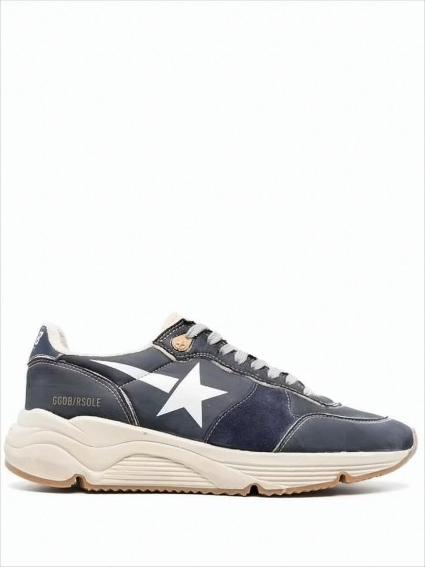 Golden Goose Low-Top Navy Nylon Sneakers With Suede Overlays And Chunky Sole