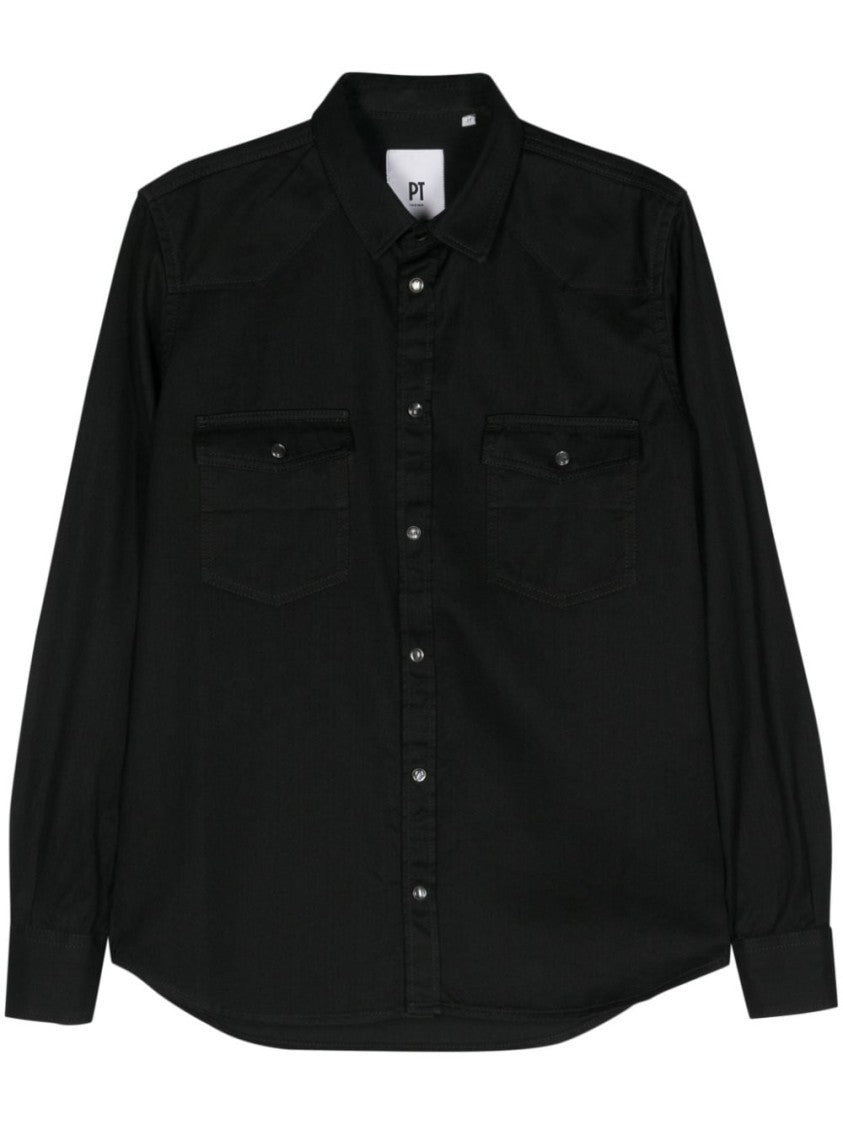 Pt Torino Black Casual Shirt
