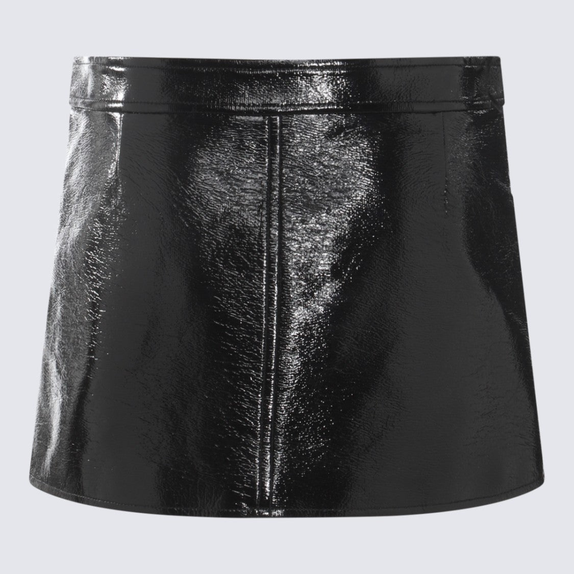 Courrèges Glossy Patent Leather Mini Skirt With Front Zipper And Belt