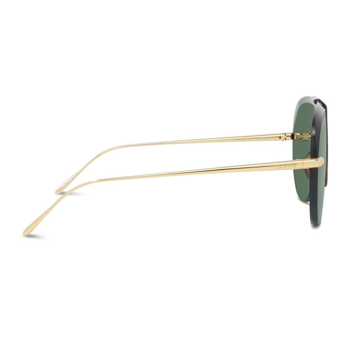 Loewe Gold Havana Wraparound Green Lens Shield Sunglasses