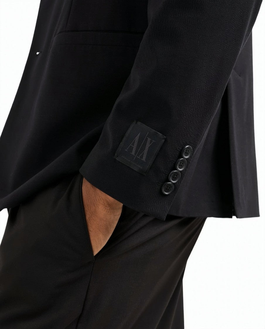 Armani Exchange Fluid Fabric Notched Lapel Single-Breasted Blazer