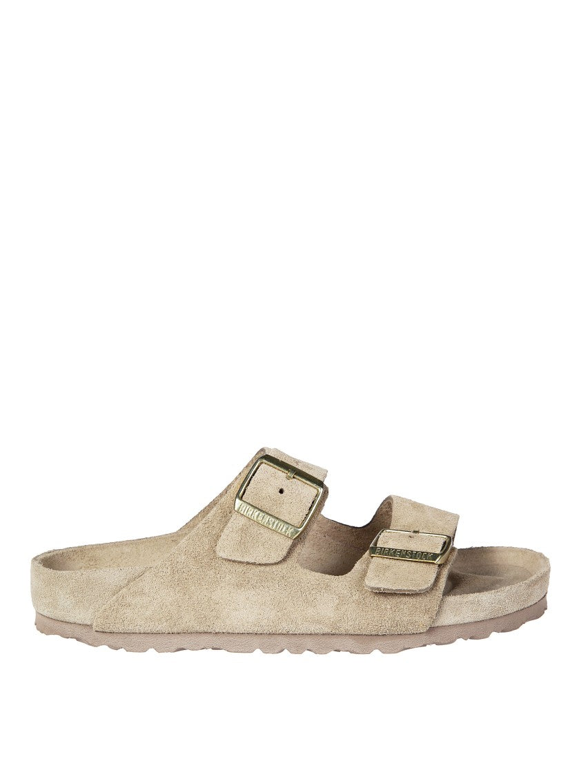 Birkenstock Suede Arizona Metallic Buckle Sandals