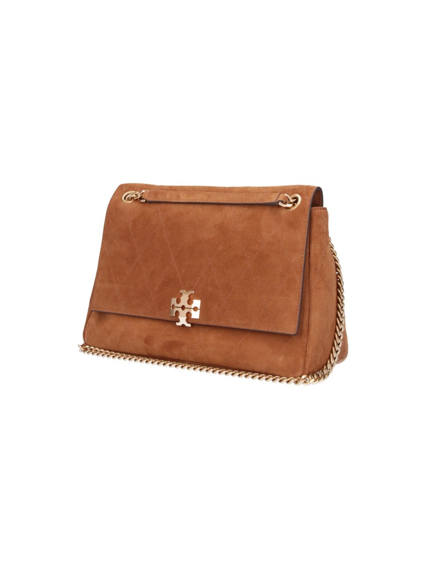 Tory Burch Brown Charlie Suede Flap Shoulder Bag