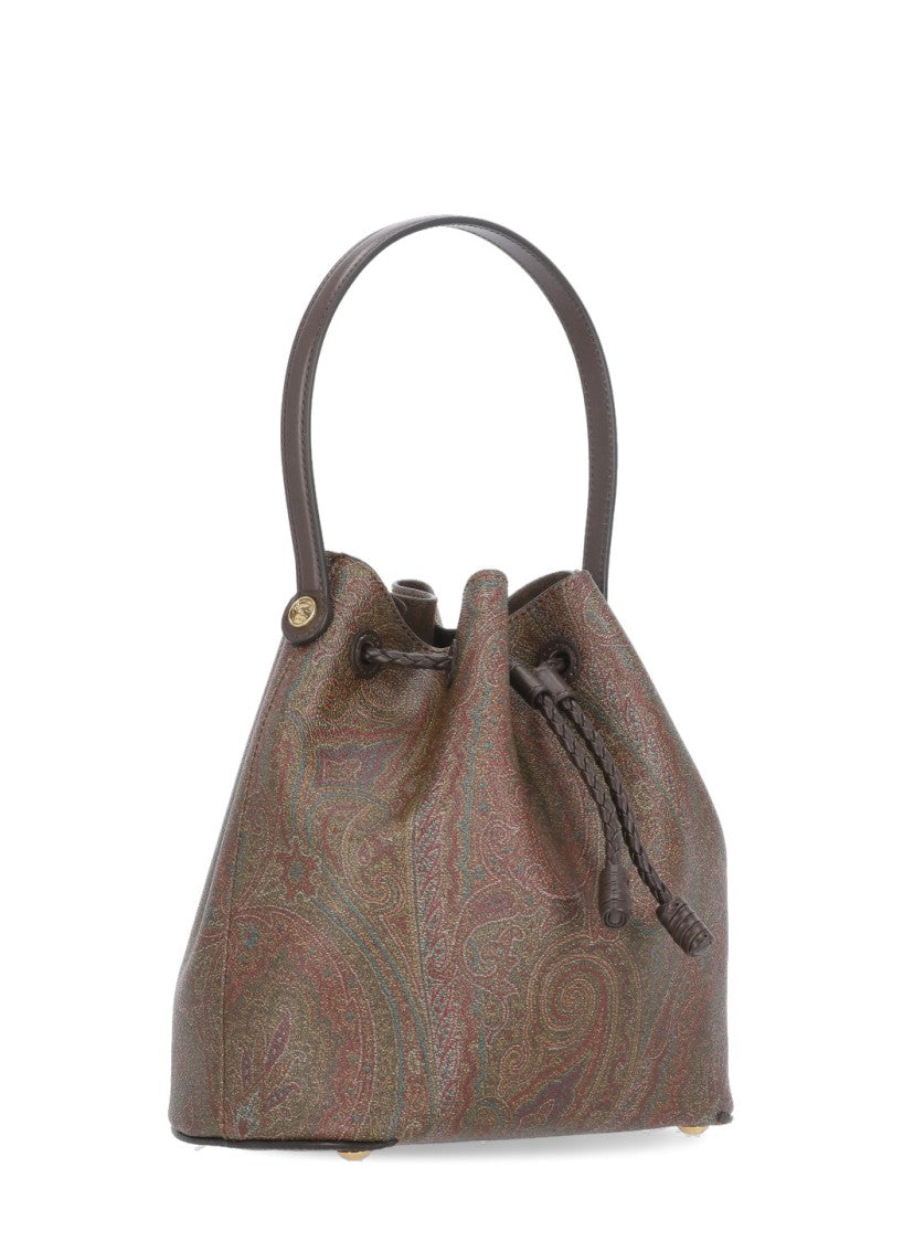 Etro Brown Cotton And Leather Bag