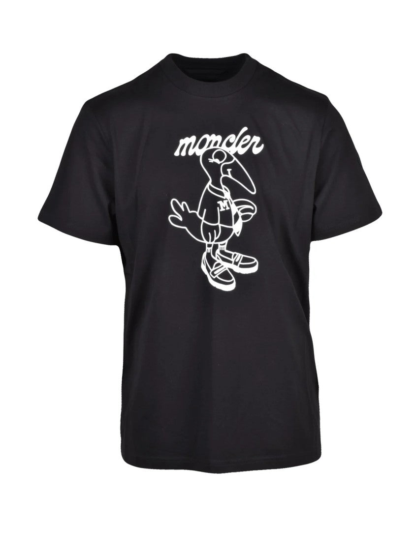 Moncler Black Minimalist Graphic Cotton T-Shirt