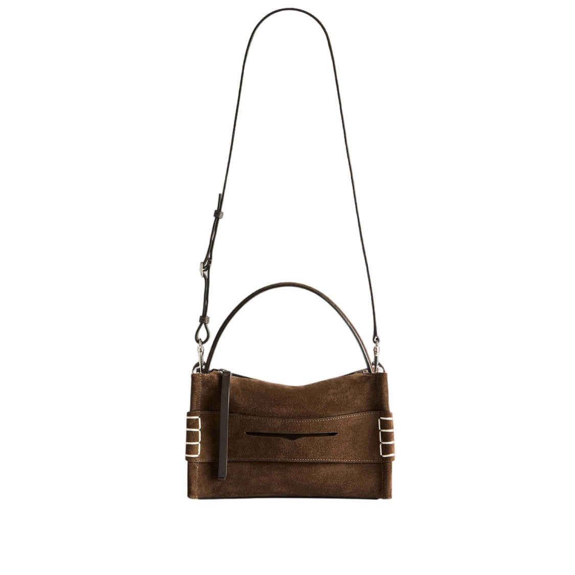 J. W. Anderson Rectangular Brown Suede Bag With Leather Trim And Embossed Details