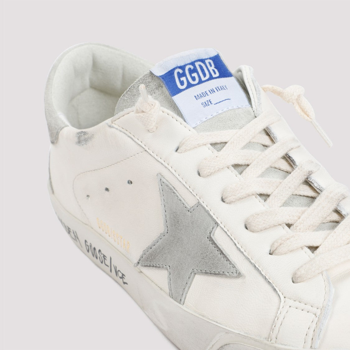 Golden Goose Distressed White Leather Superstar Sneakers