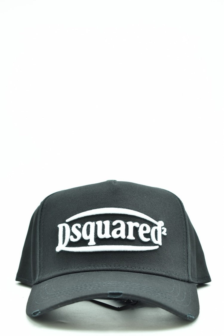 Dsquared2 Structured Black Cotton Embroidered Logo Cap