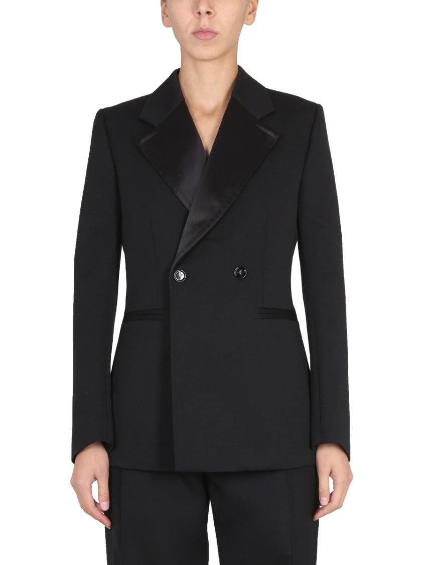 Bottega Veneta Wool Jacket With Satin Chintz Lapels