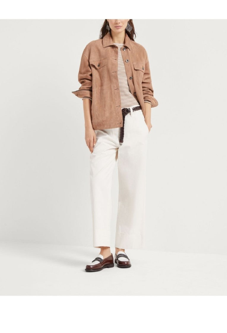 Brunello Cucinelli Wide-Leg Cream Pants