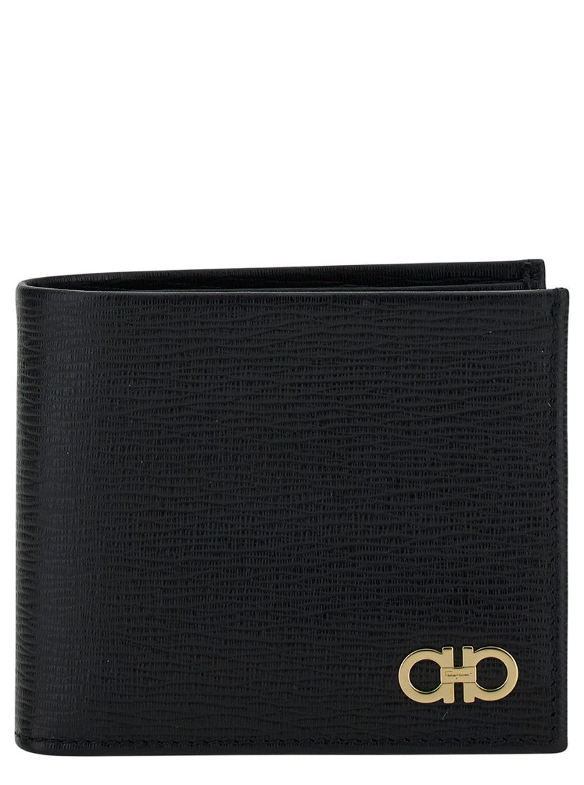 Salvatore Ferragamo Black Gancini Bi-Fold Wallet