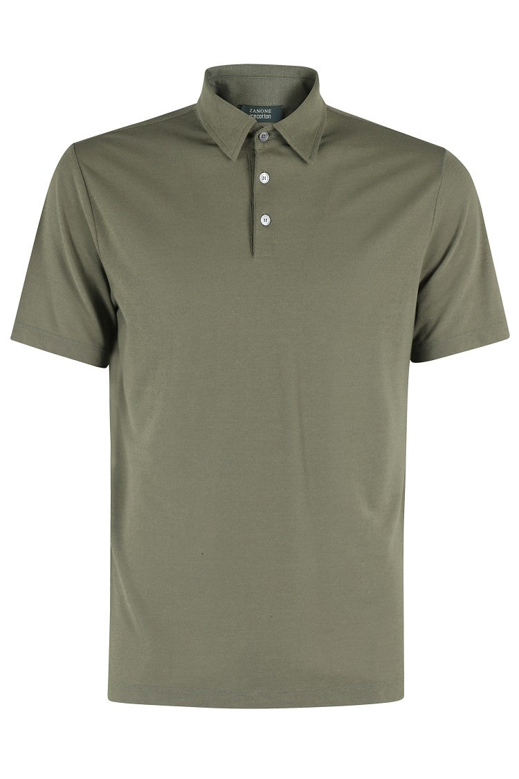 Zanone Ice Cotton Polo Shirt With Buttoned Collar