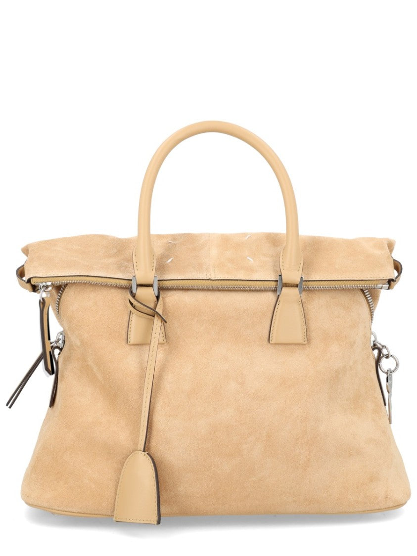 Maison Margiela Neutrals 5Ac Medium Suede Tote Bag