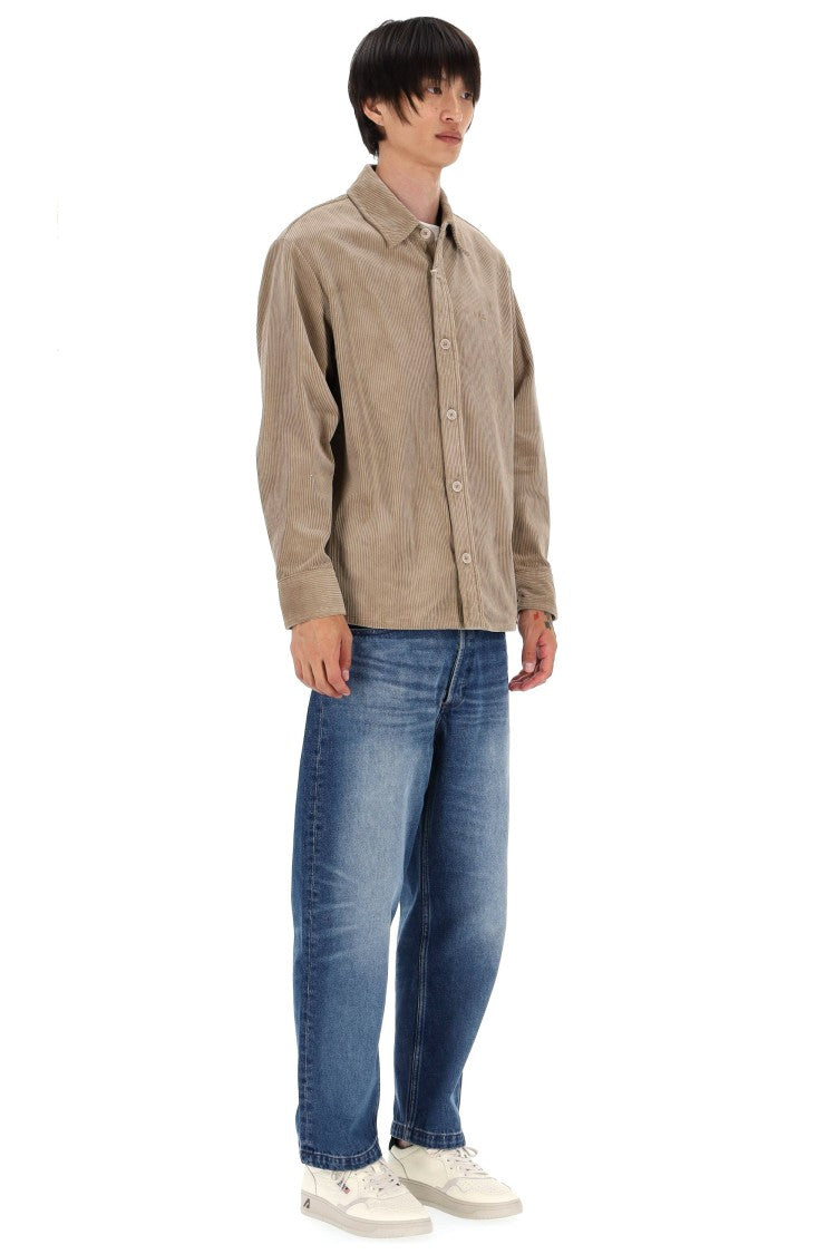 A.P.C. Cotton Velvet Overshirt With Classic Collar