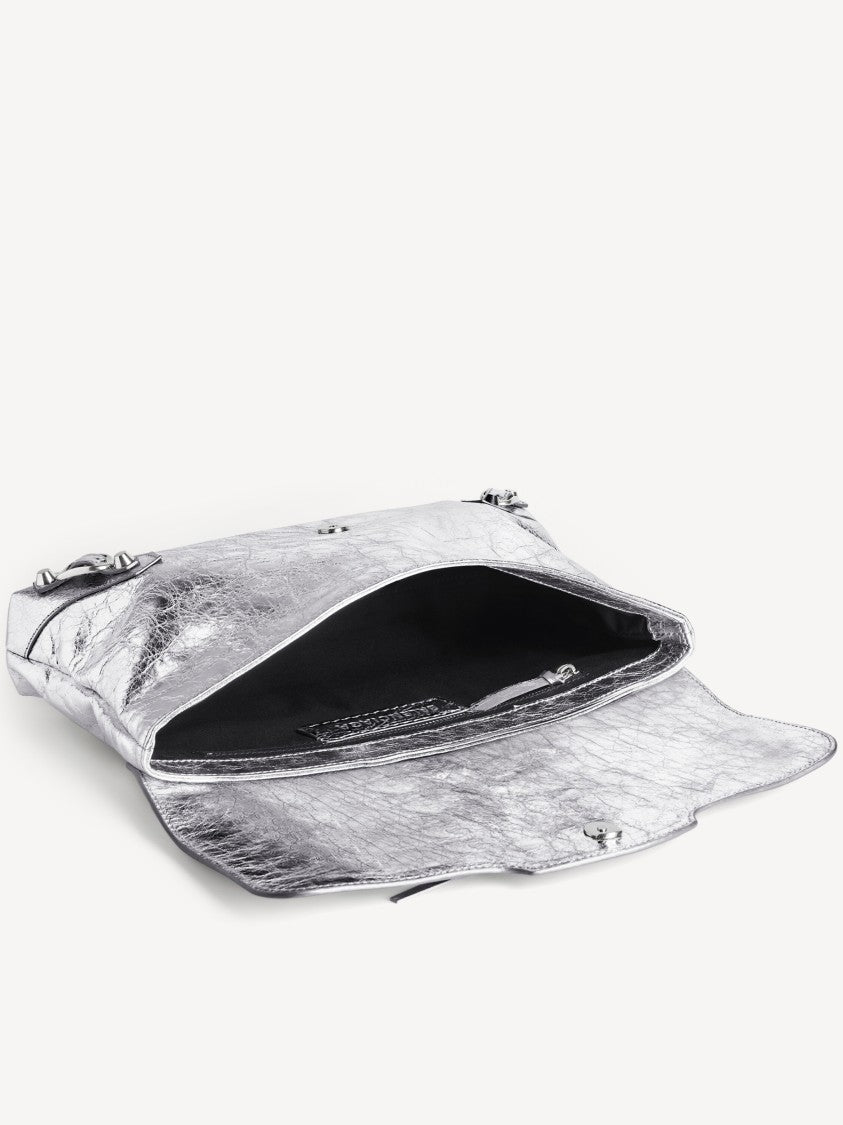 Balenciaga Le City Clutch Metallic Silver Crinkled Clutch