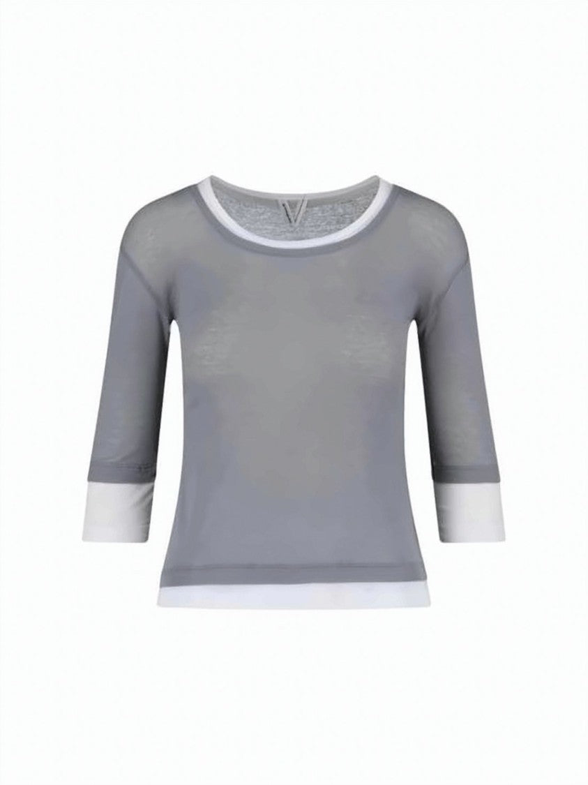 Gimaguas Semi-Sheer Long-Sleeve Top With Contrasting Trim