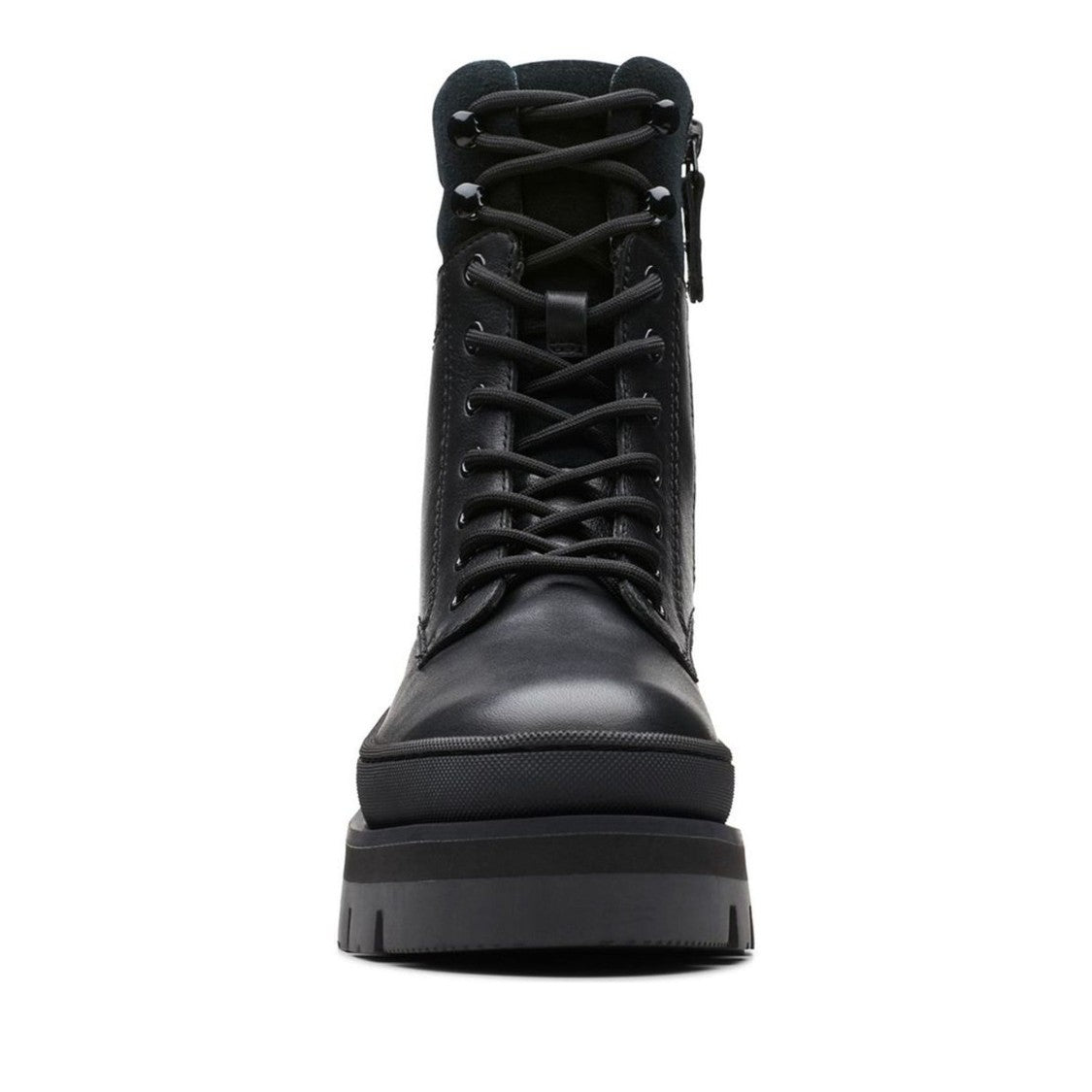 Clarks Black Orianna2 Hike Chic Padded Collar Rugged Sole Leather Ankle Boots
