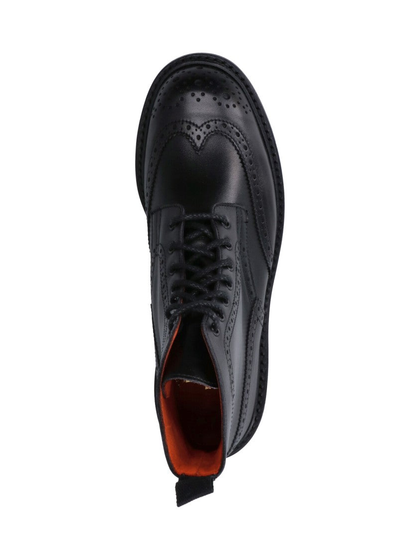 Tricker's Stow Black Round Toe Lace-Up Leather Boots