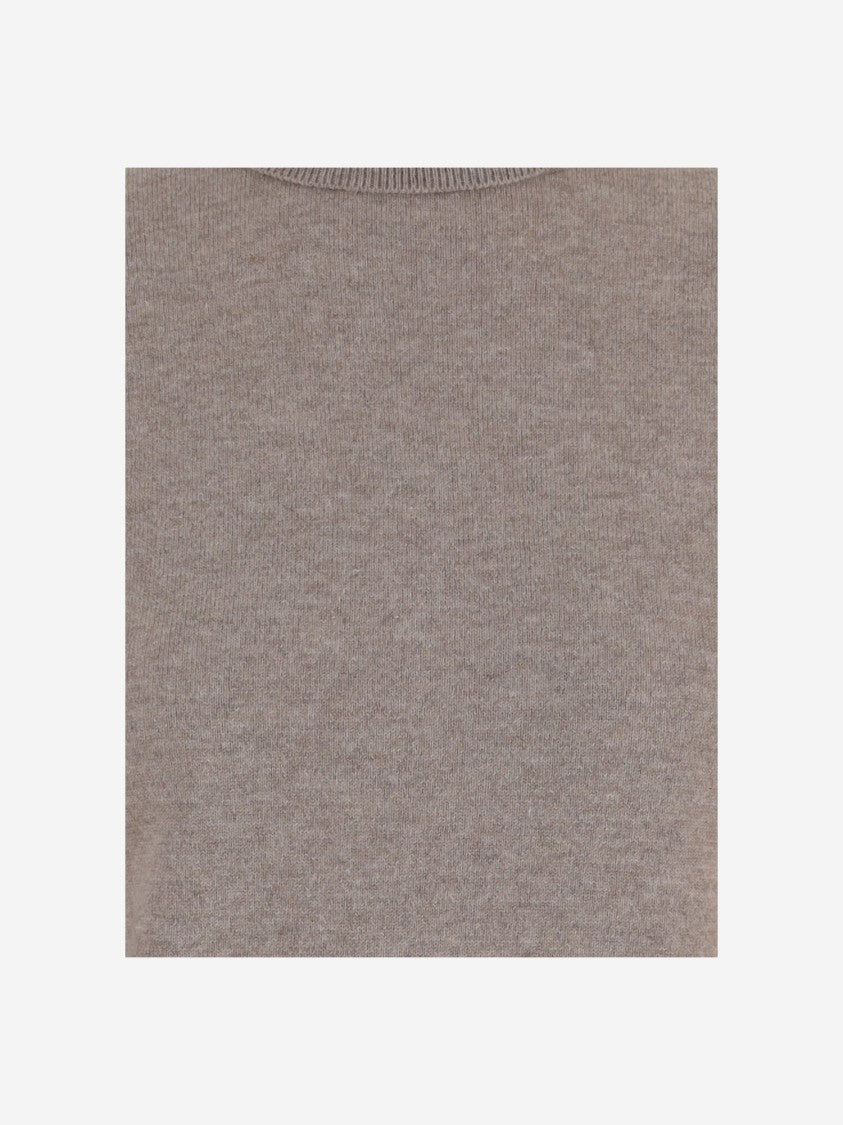 Allude Beige Turtleneck Ribbed Edges Cashmere Sweater