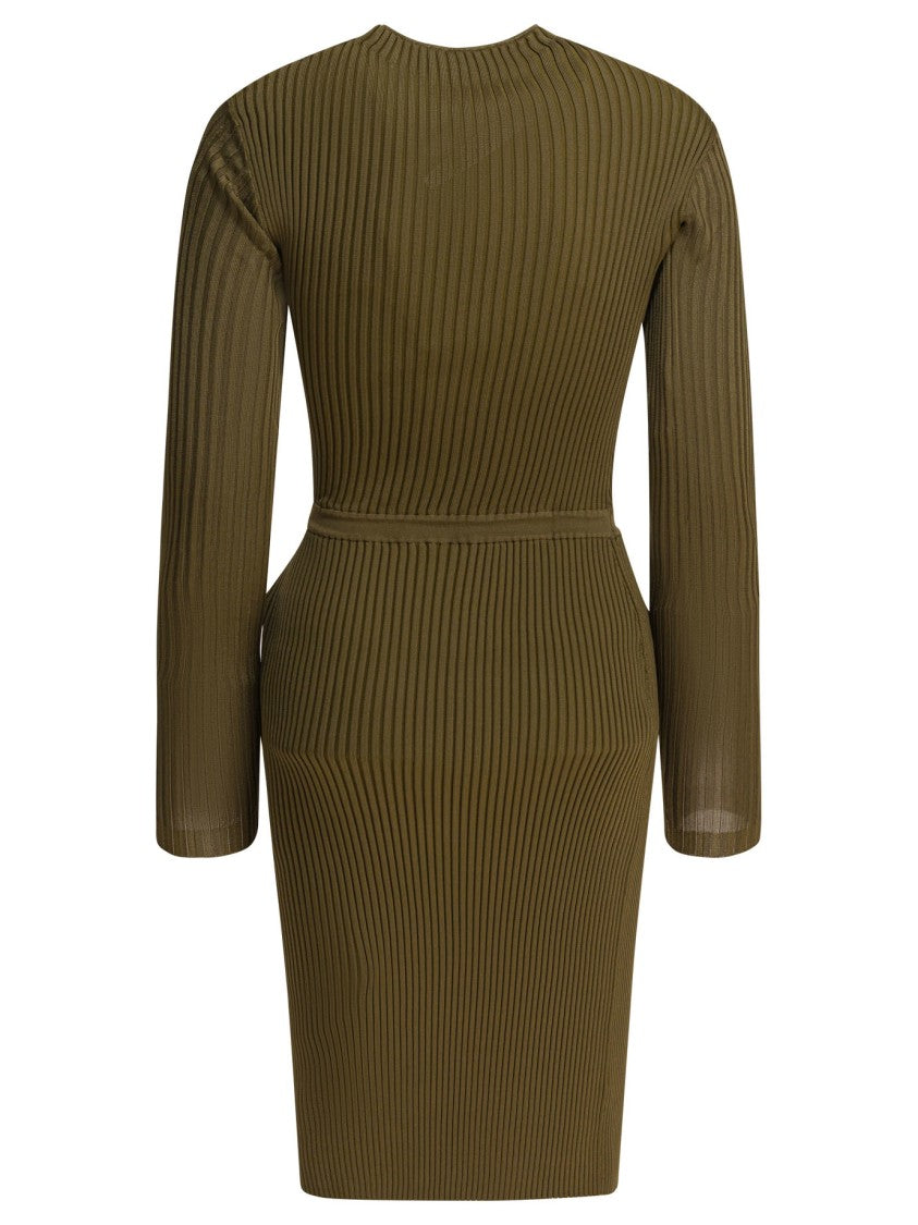 Self-Portrait Green Mini Dress With Cut-Out Design