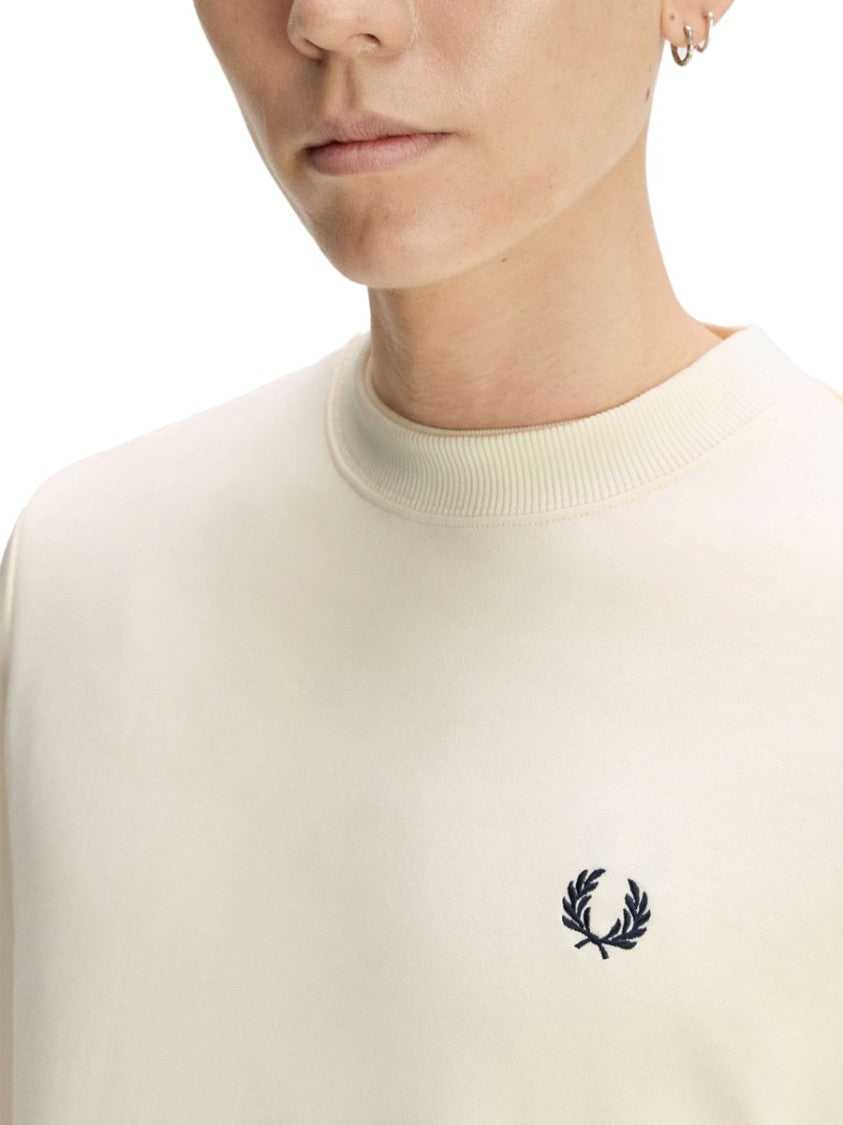 Fred Perry Minimalist Crewneck Sweatshirt With Embroidered Laurel Wreath