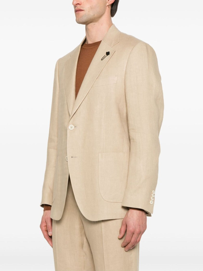 Lardini Beige Classic Jacket With English Vents