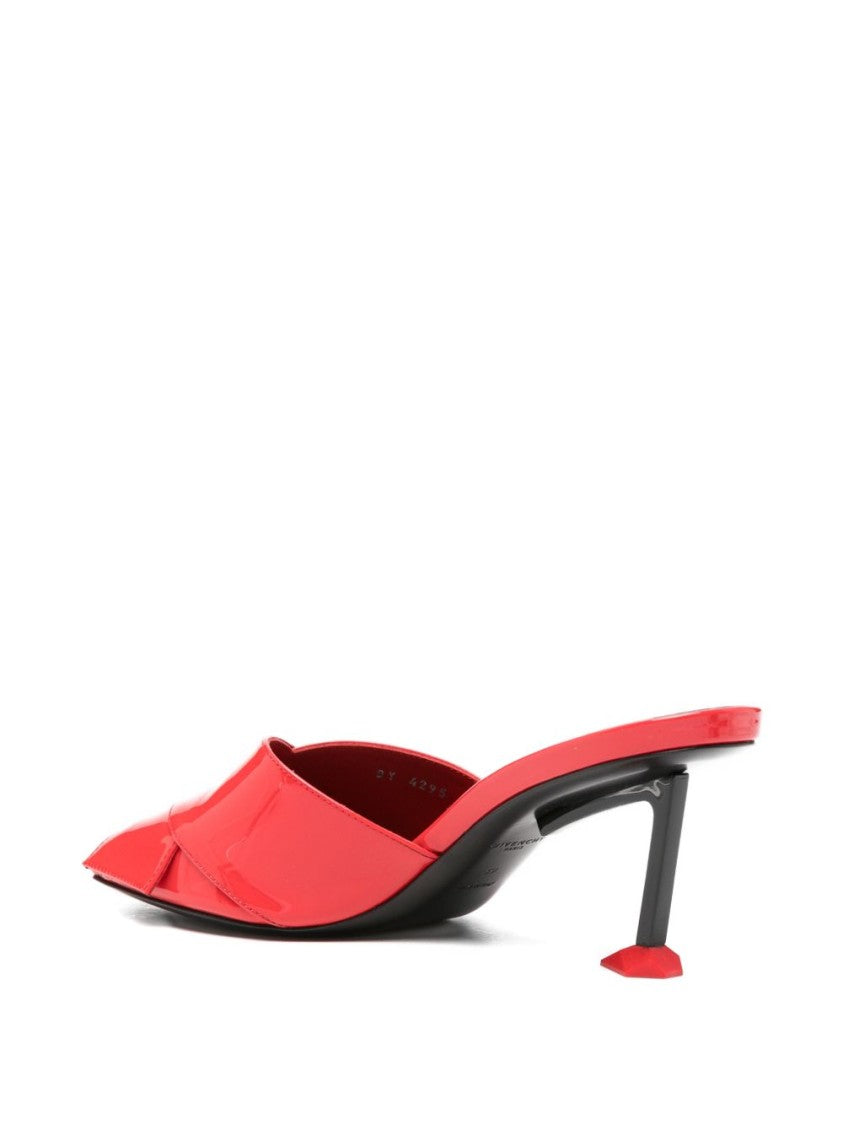 Givenchy Geometric Kitten Heel Sandals With Glossy Patent Finish