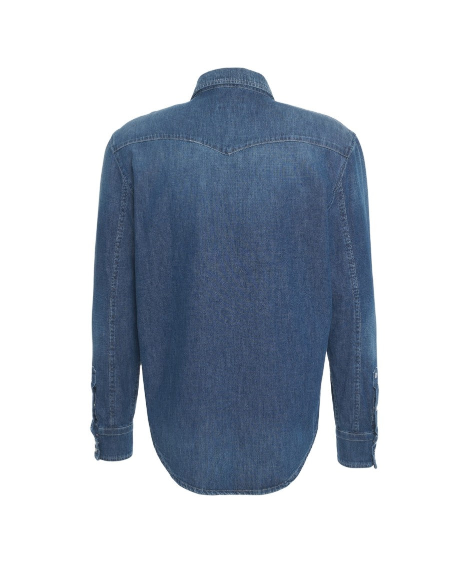 Dondup Button-Down Denim Shirt With Chest Pockets And Structured Collar