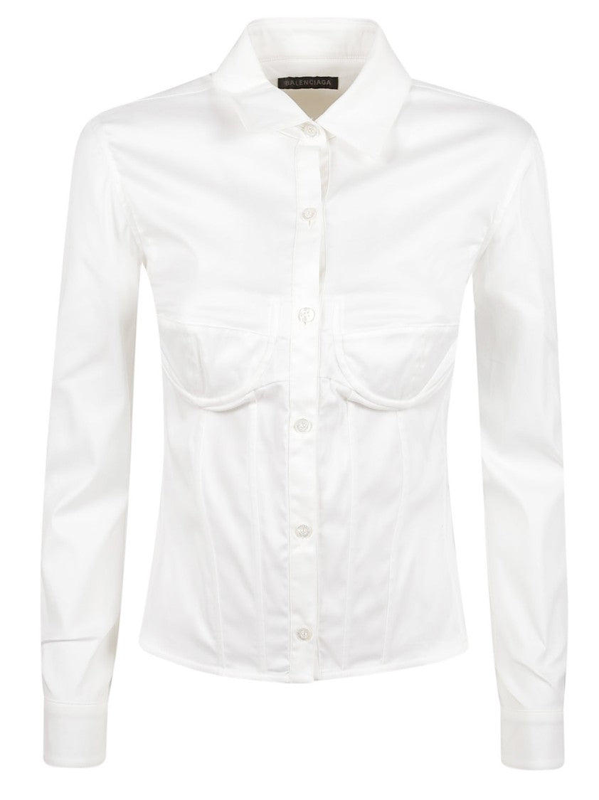 Balenciaga Corset-Detail White Shirt With Underwired Front