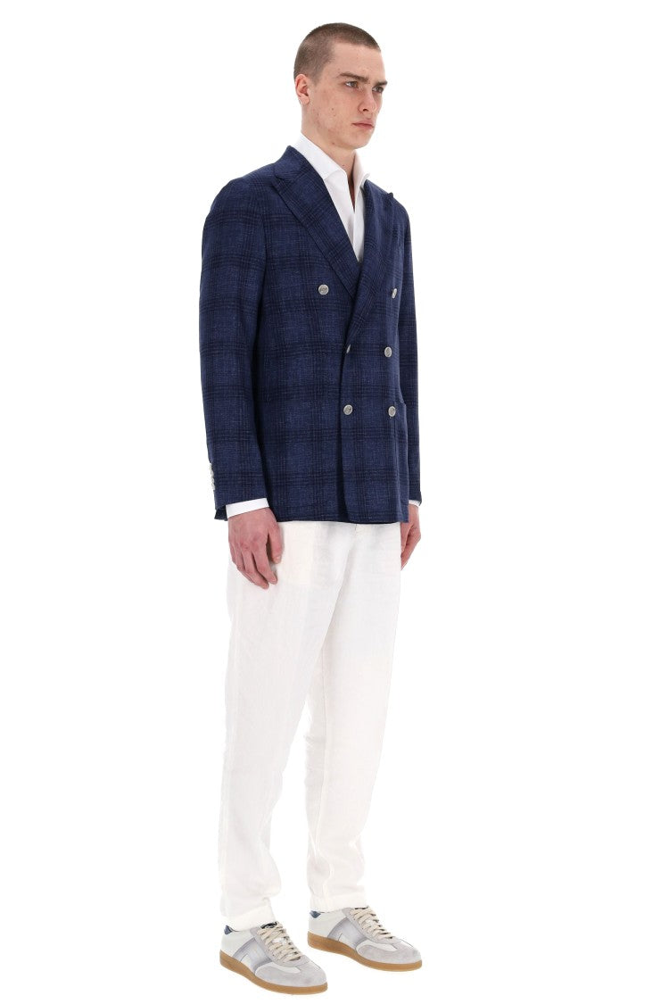 Barba Prince Of Wales Double-Breasted Virgin Wool Tailored Jacket