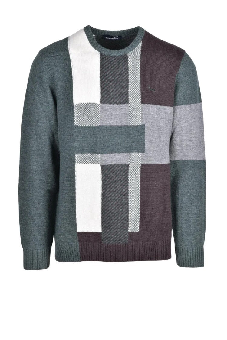 Harmont&Blaine Brown/Green Wool Polyamide Acrylic Men's Sweater