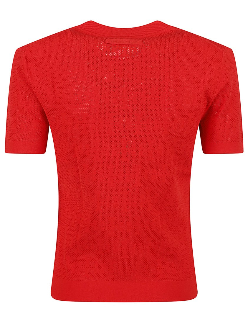 Tory Burch Ribbed Trim Sweater In Vivid Red
