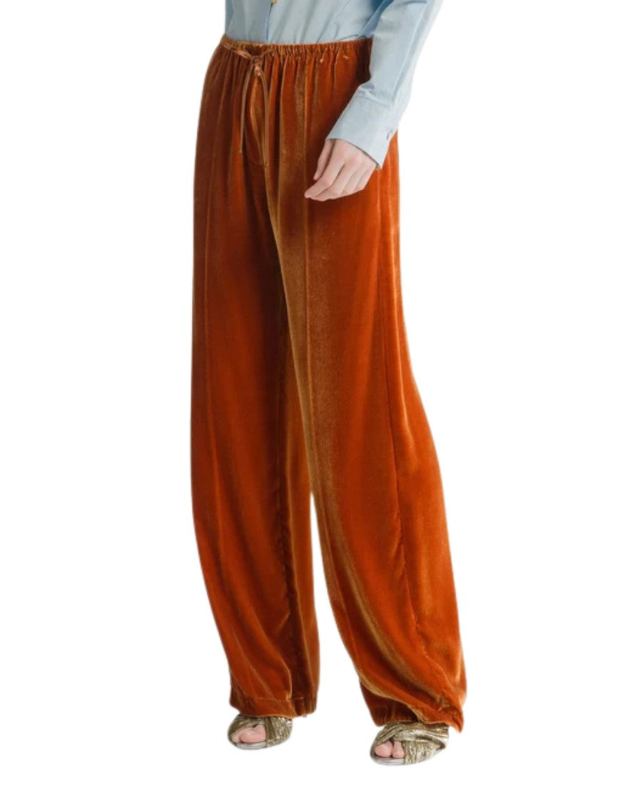 Forte Forte Mandarin Viscose-Silk Velvet High-Rise Pants