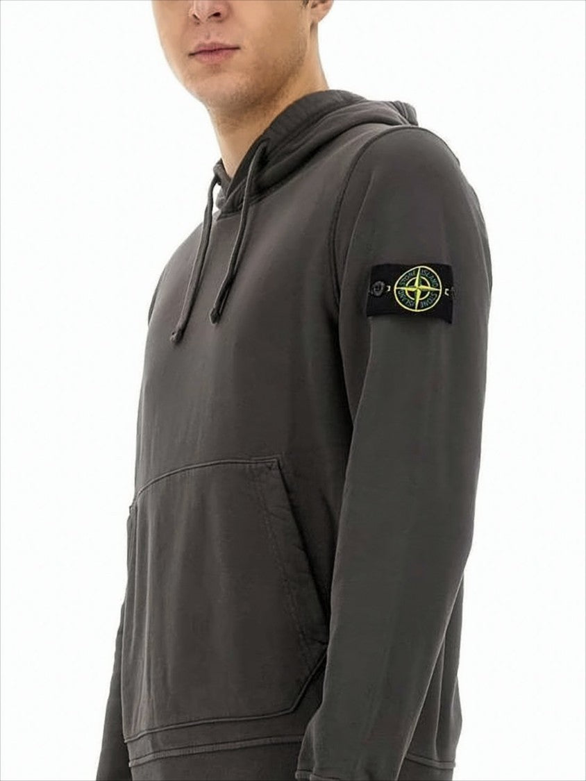 Stone Island Pullover Hoodie With Distinctive Patch And Drawstring Hood