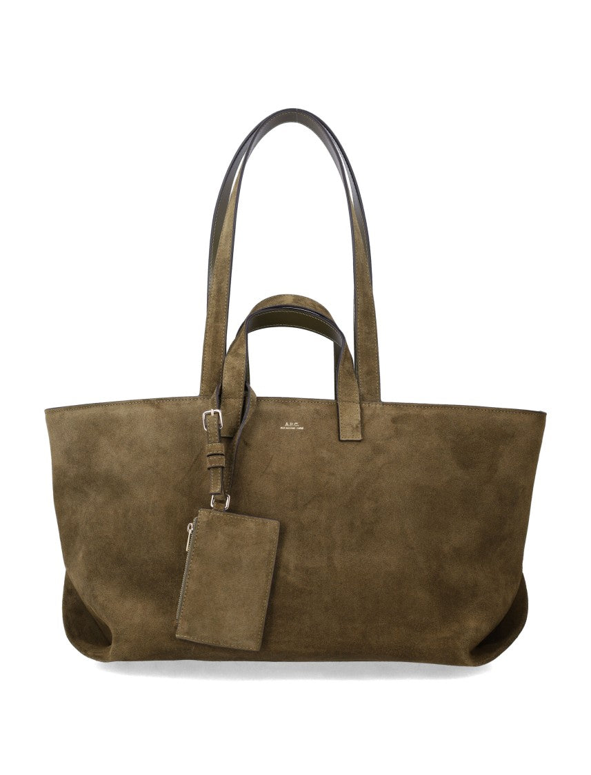 A.P.C. Structured Suede Tote Bag With Detachable Pouch And Embossed Logo