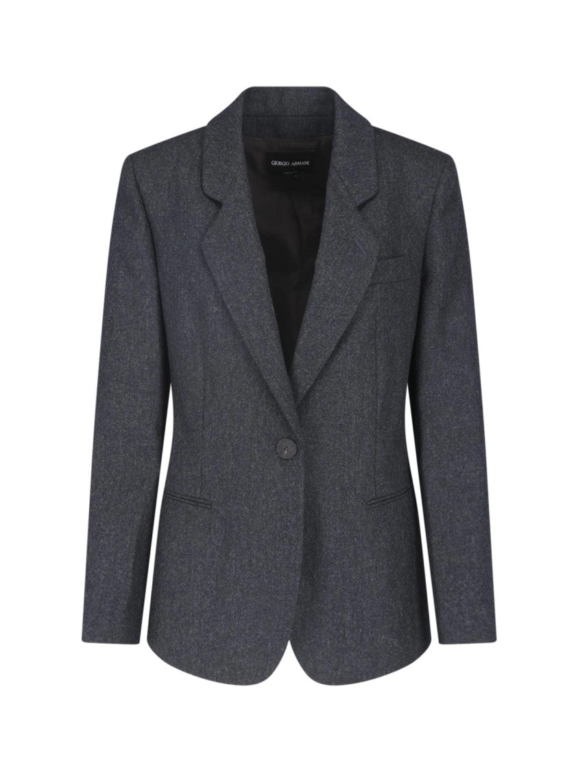 Giorgio Armani Grey Virgin Wool Single-Breasted Blazer