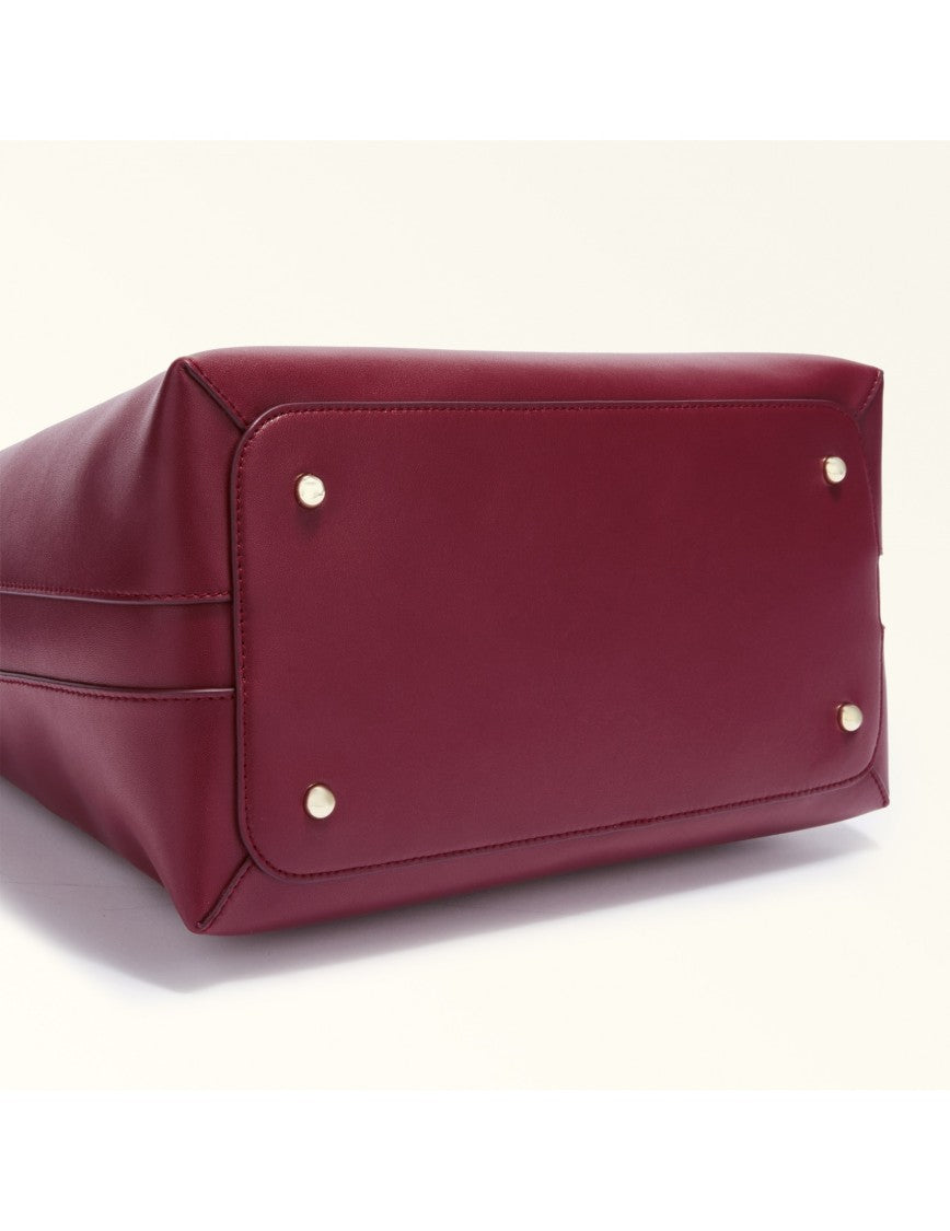 Furla Cherry Red Leather Goccia M Hobo Bag