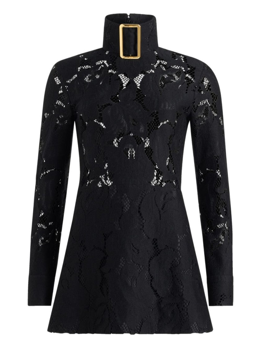 Patou Floral Lace Overlay Mini Dress