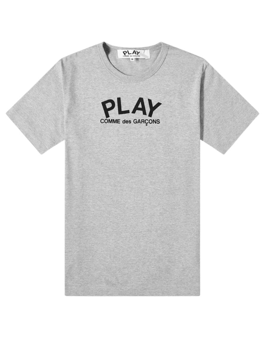 Cdg Play Grey Logo Print T-Shirt