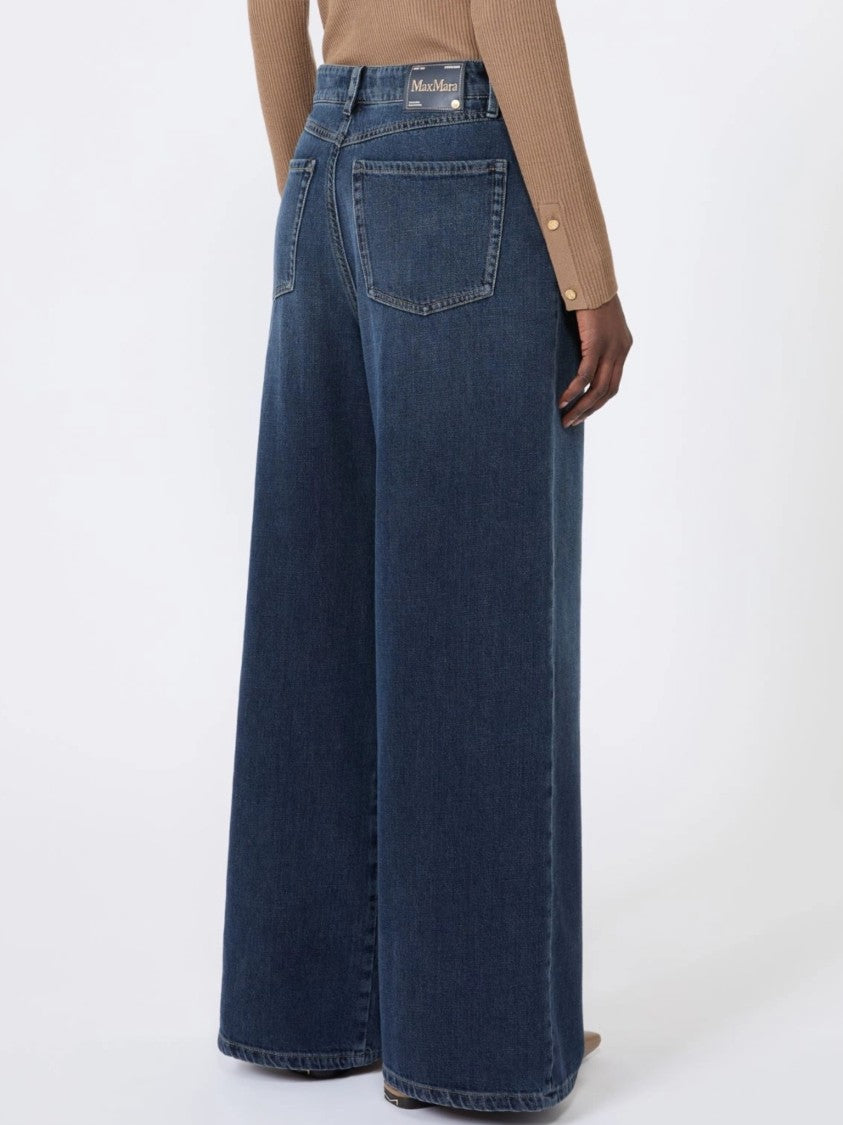 Max Mara Wide-Leg Denim Pants With High Waist