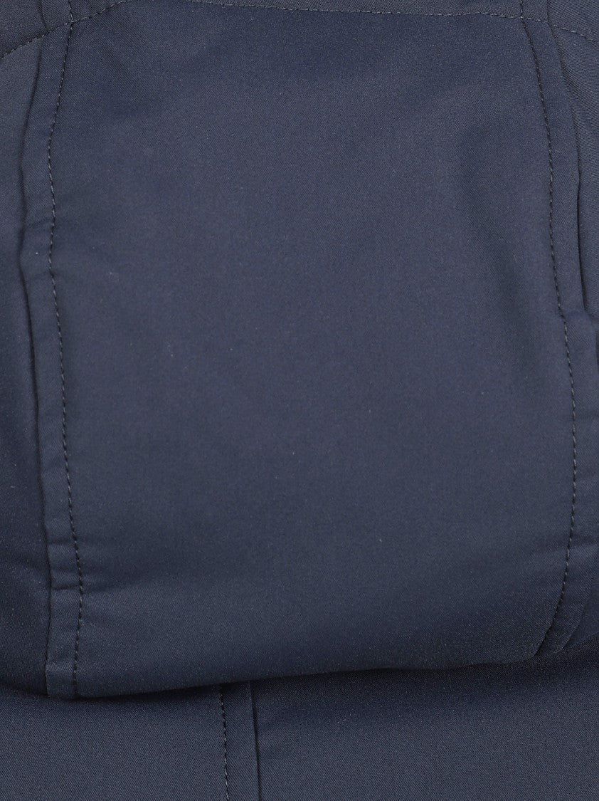 Herno Navy Blue Casual Jacket With Faux Fur Hood