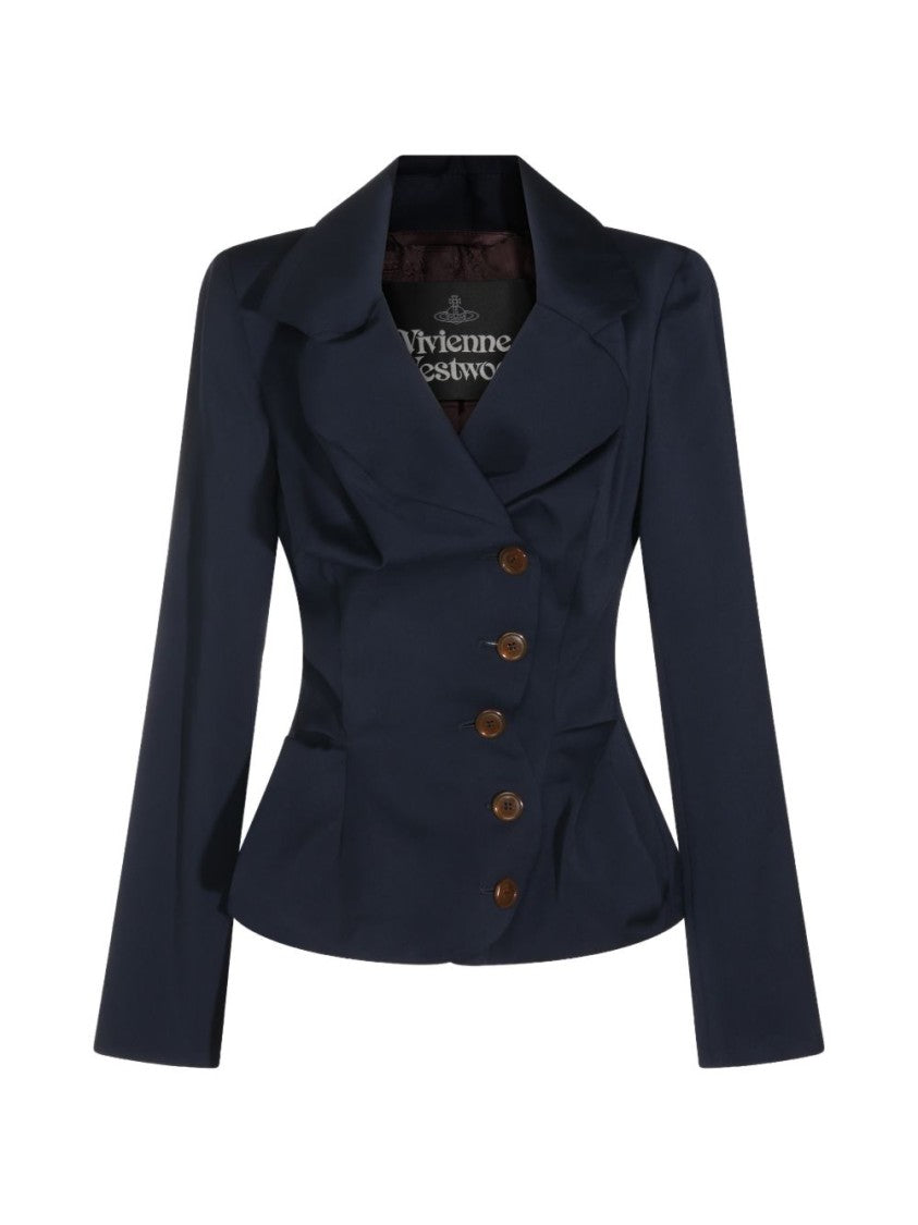 Vivienne Westwood Tailored Blue Jacket With Structured Shoulders And Peplum Hem