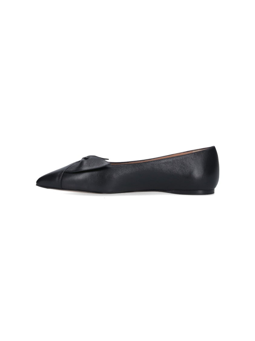 Ferragamo Pointed Toe Black Nappa Flats