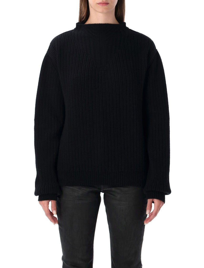 Rick Owens Al Pul Ribbed Knit Open Back Sweater