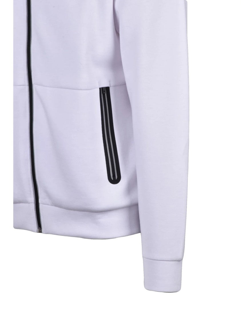 Ea7 Emporio Armani White Cotton Viscose Elastane Zip Sweatshirt